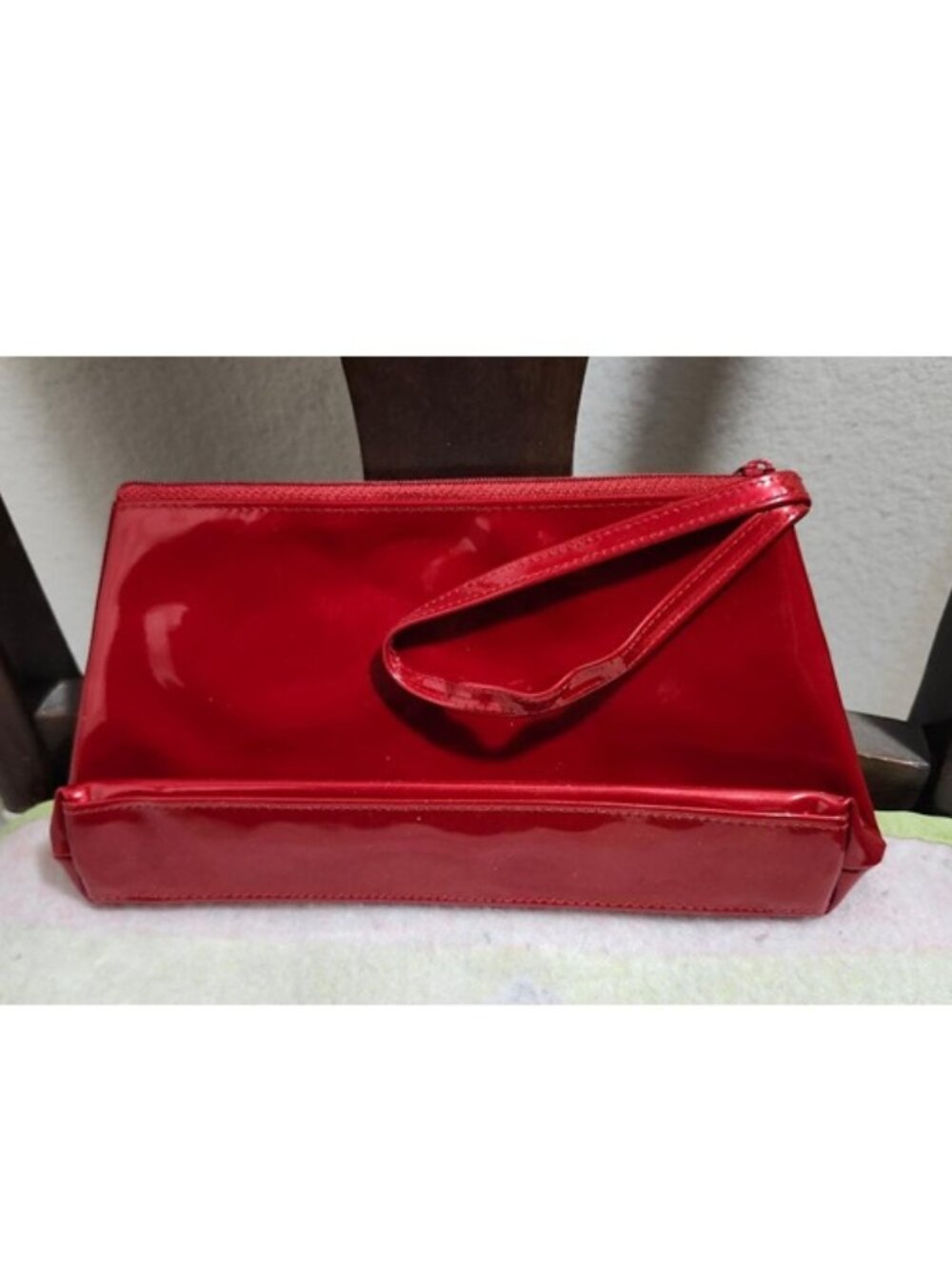 Red Glossy Synthetic Plastic Makeup Bag / Cosmetic Bag